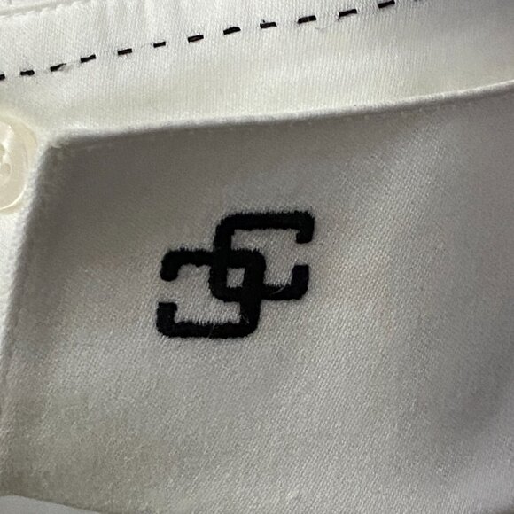 Chicos No Iron Sz 3 (XL) Women's White Blouse Shirt Long Sleeve Black Stitching - Picture 7 of 9